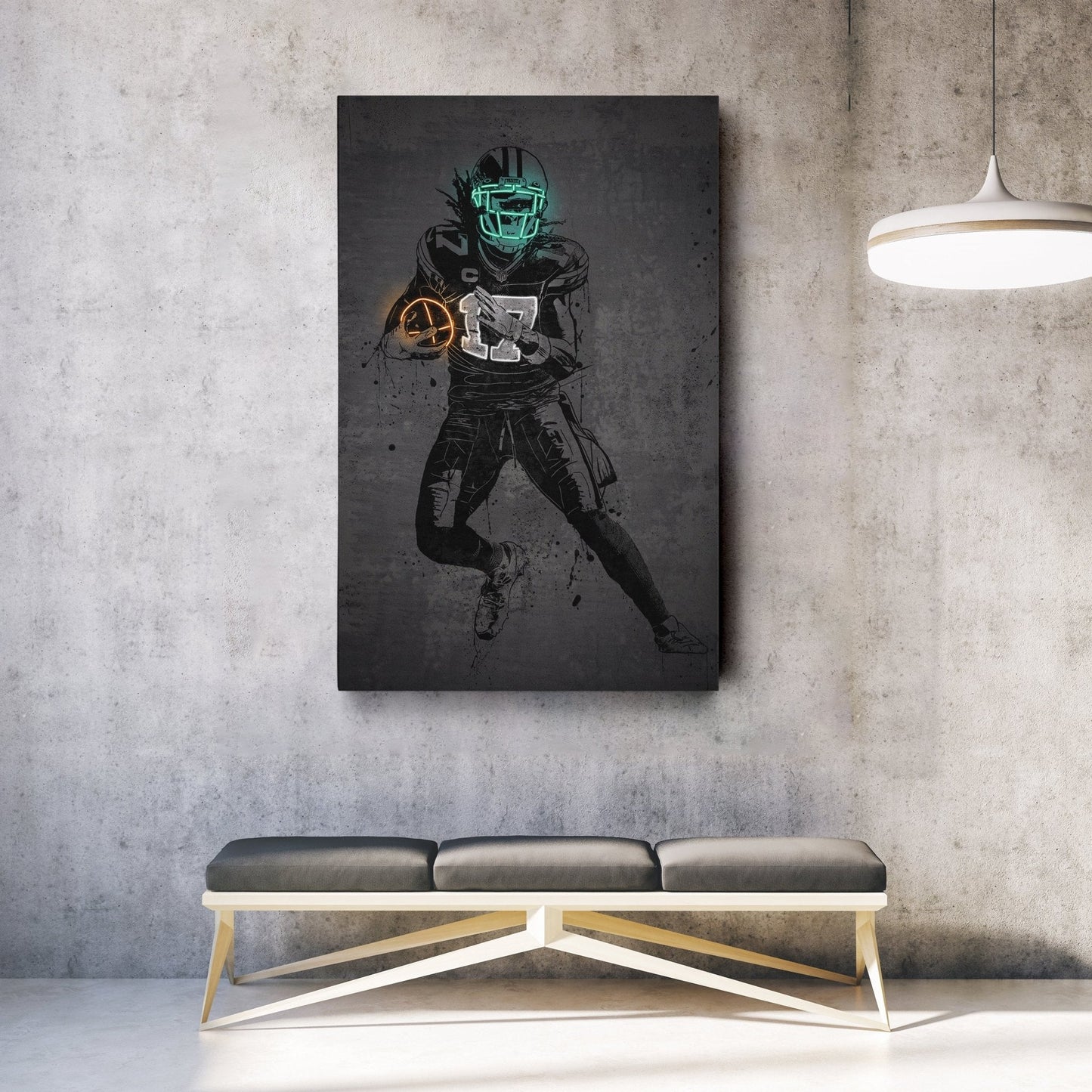 Davante Adams Neon Canvas Art | Modern Wall Decor for Packers Fans
