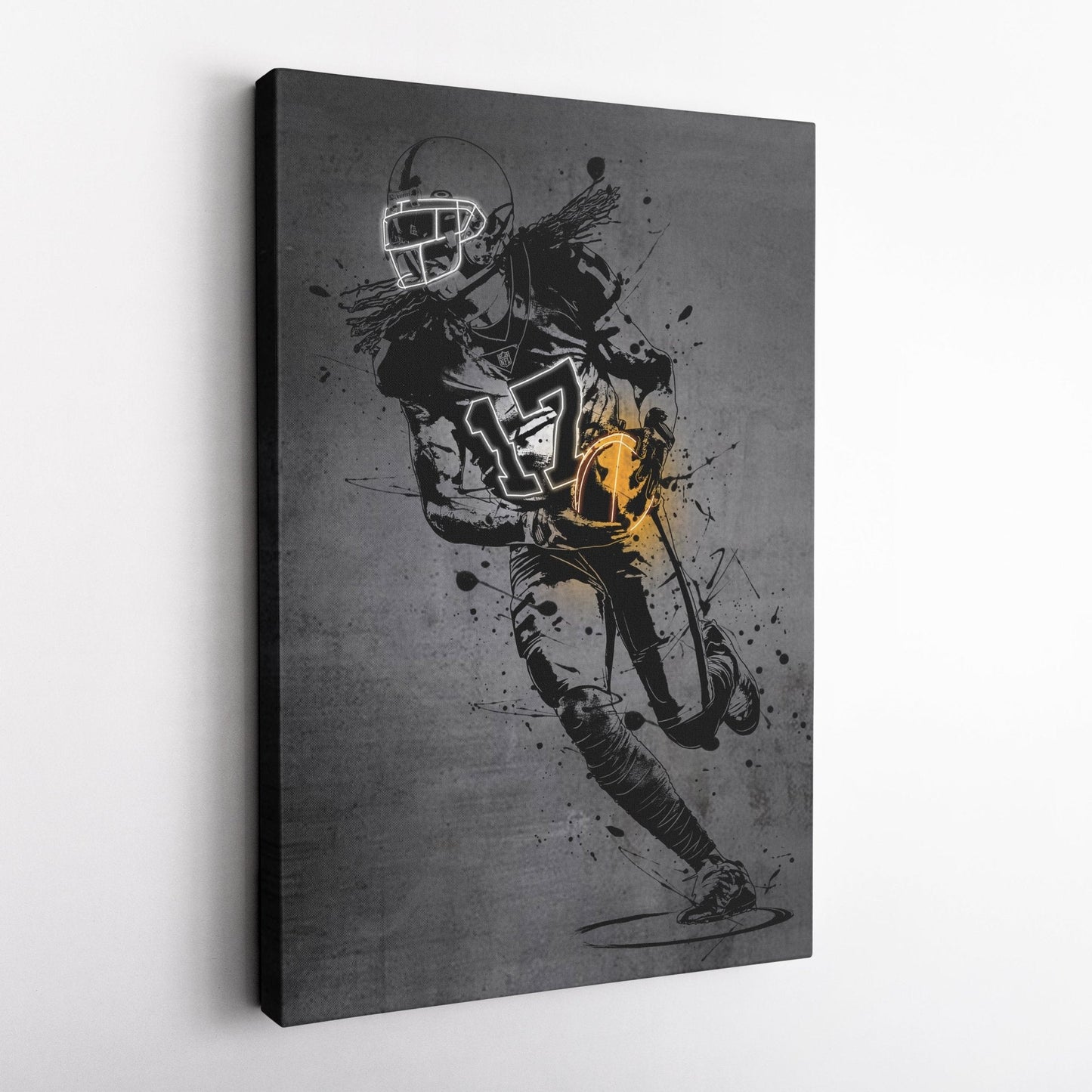 Davante Adams Neon Canvas Art | Modern Wall Decor for Raiders Fans