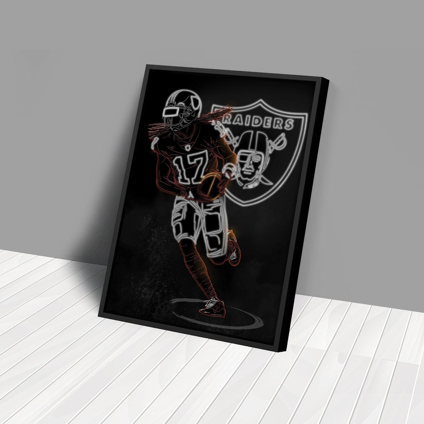Davante Adams Neon Canvas Art | Raiders Wall Decor