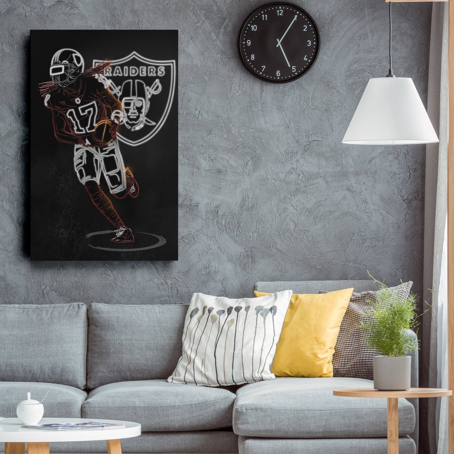 Davante Adams Neon Canvas Art | Raiders Wall Decor