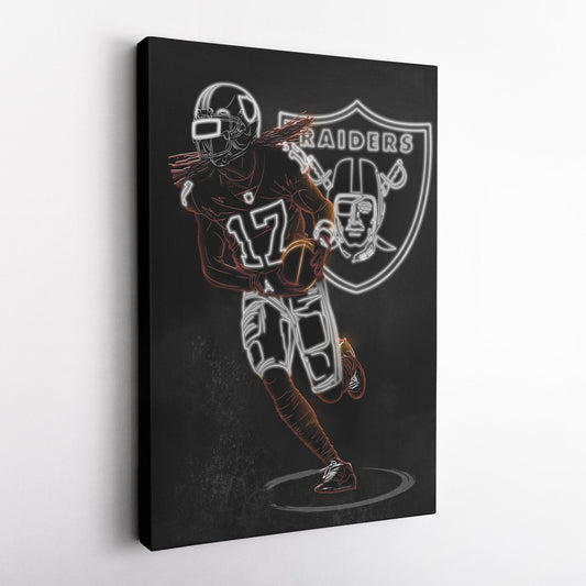 Davante Adams Neon Canvas Art | Raiders Wall Decor