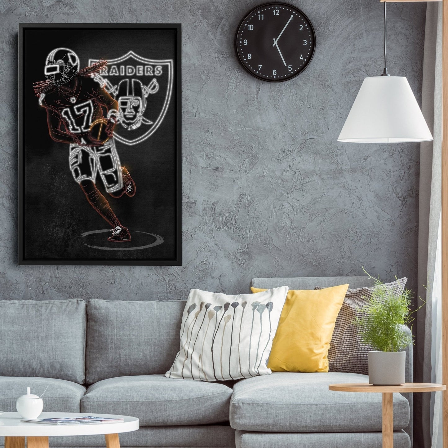 Davante Adams Neon Canvas Art | Raiders Wall Decor