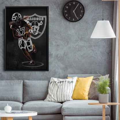 Davante Adams Neon Canvas Art | Raiders Wall Decor