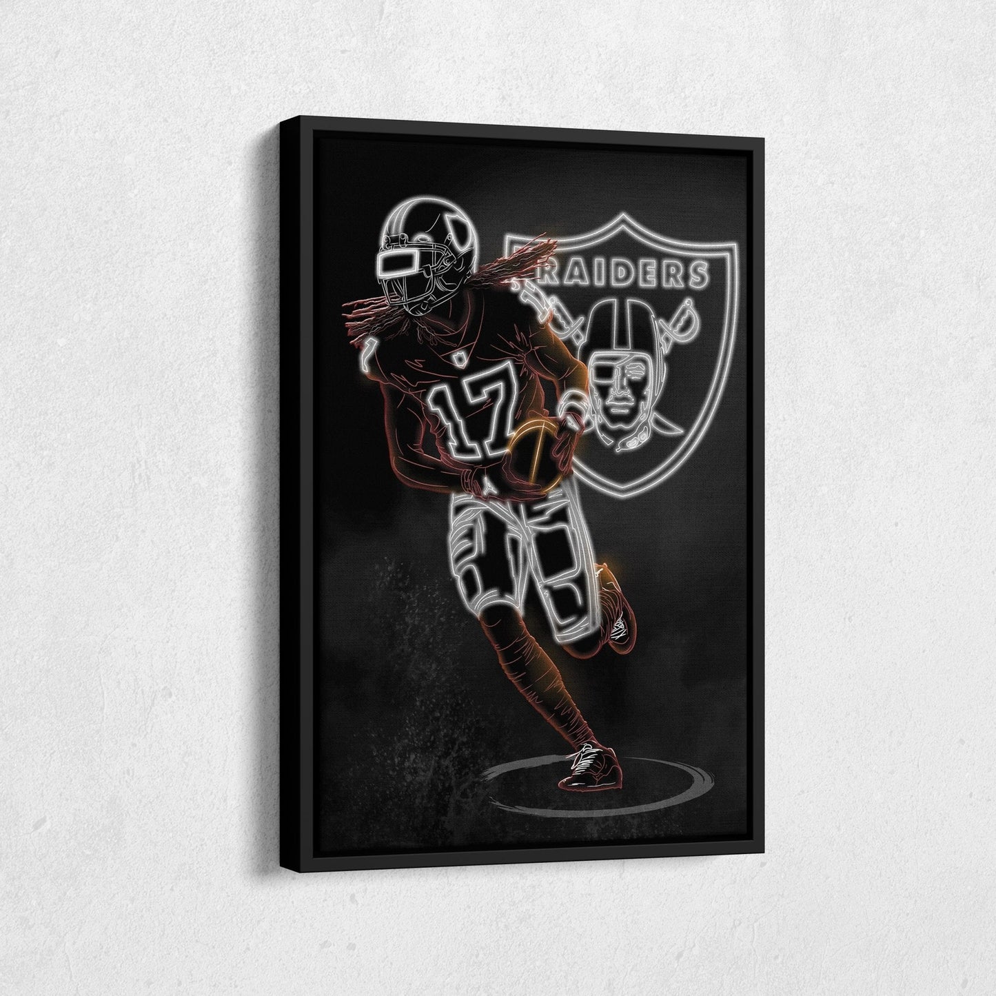 Davante Adams Neon Canvas Art | Raiders Wall Decor