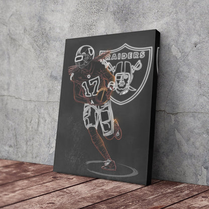Davante Adams Neon Canvas Art | Raiders Wall Decor