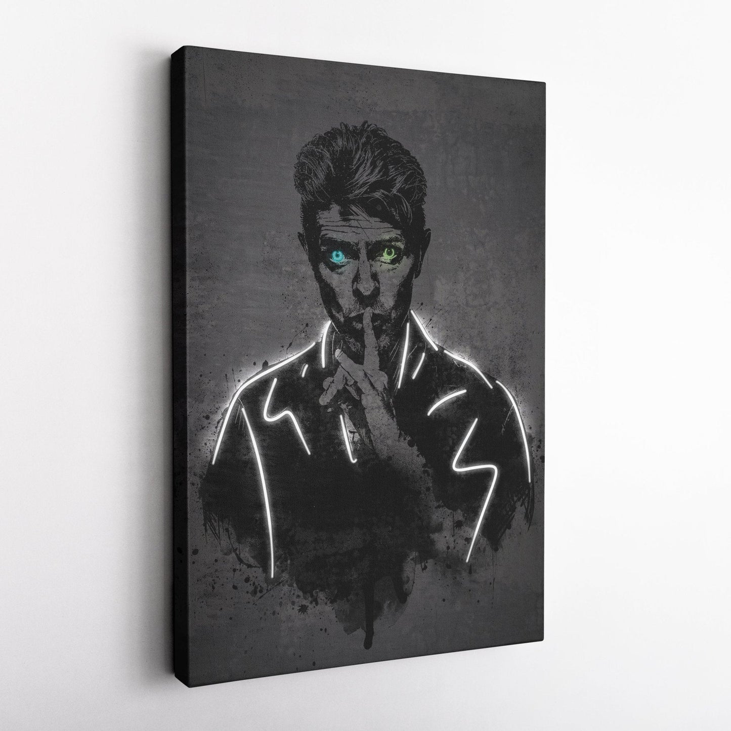 David Bowie Neon Canvas Art | Music Wall Decor