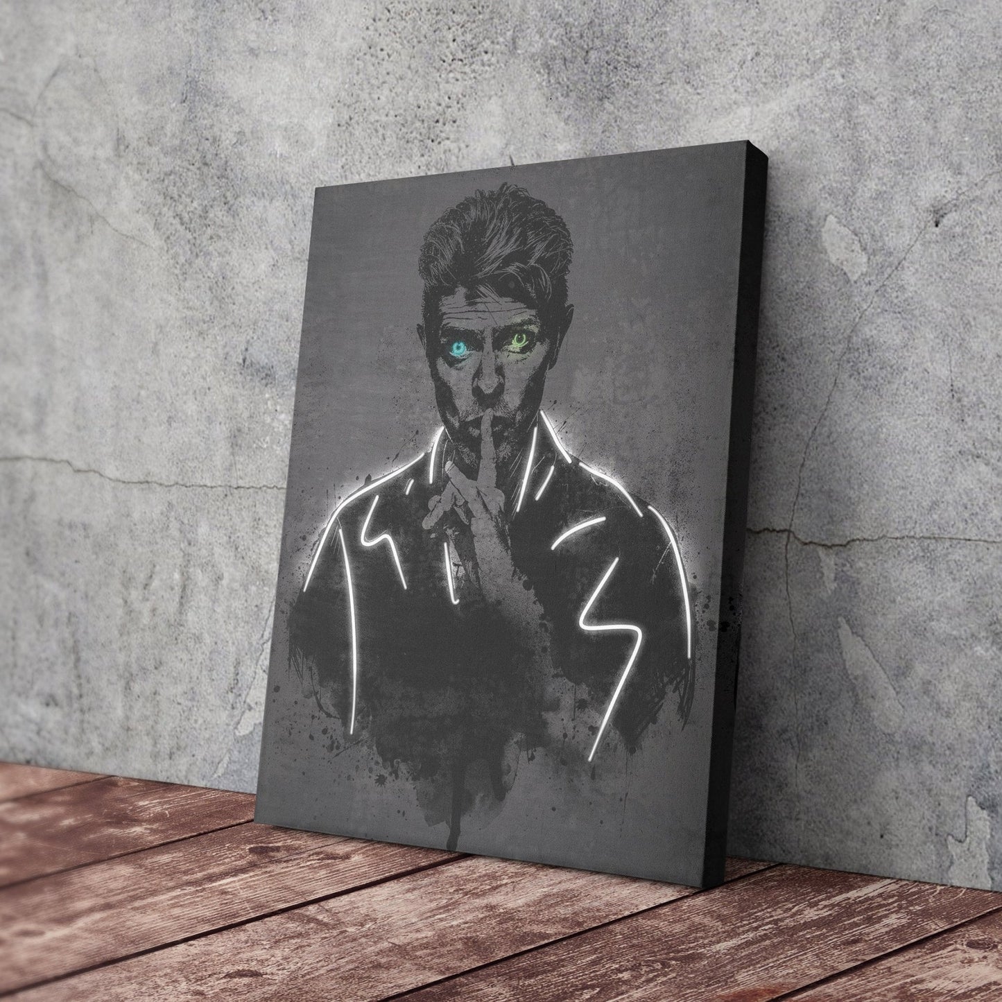 David Bowie Neon Canvas Art | Music Wall Decor