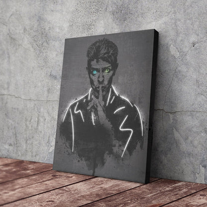 David Bowie Neon Canvas Art | Music Wall Decor