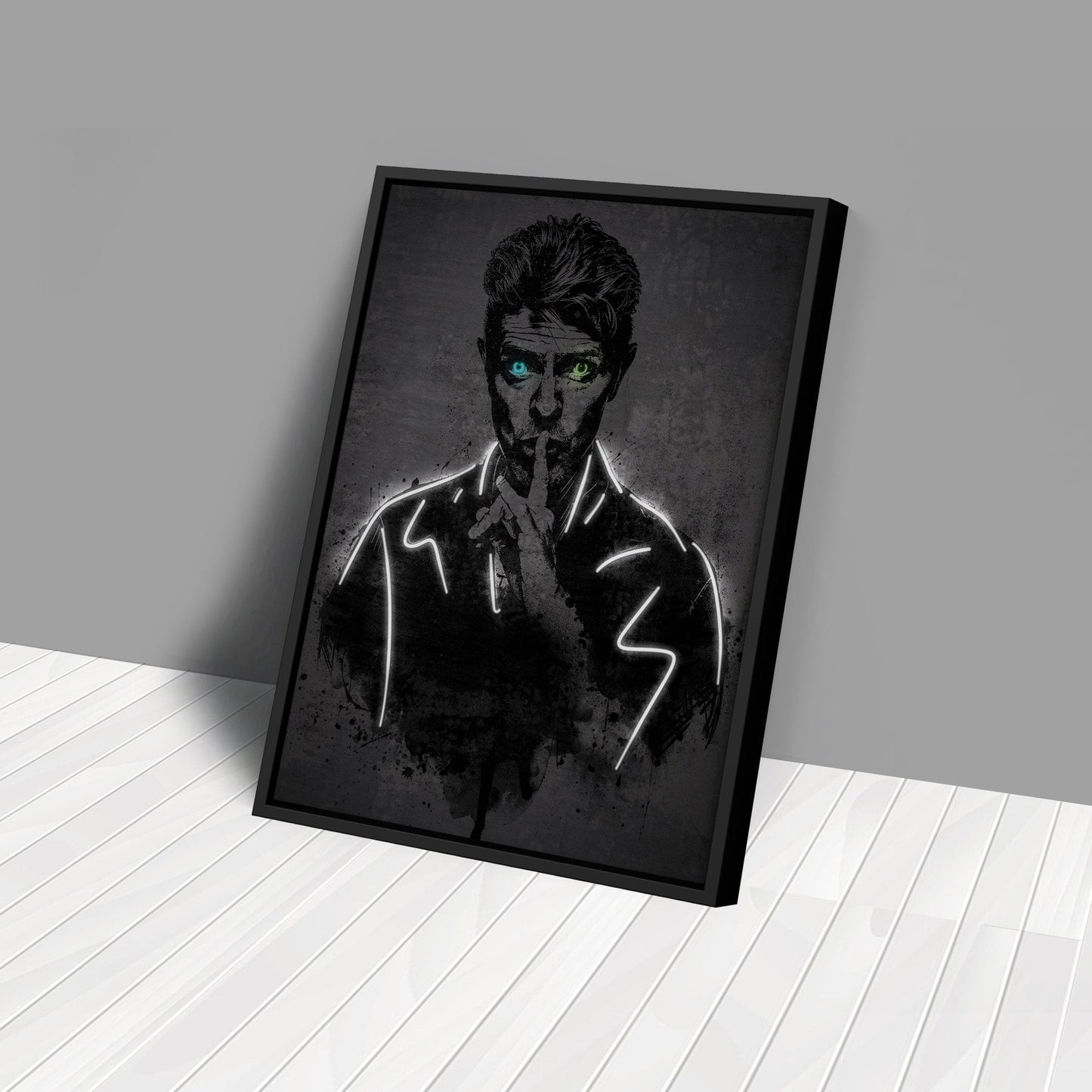 David Bowie Neon Canvas Art | Music Wall Decor