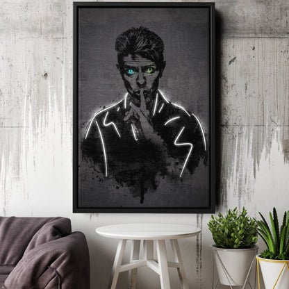 David Bowie Neon Canvas Art | Music Wall Decor