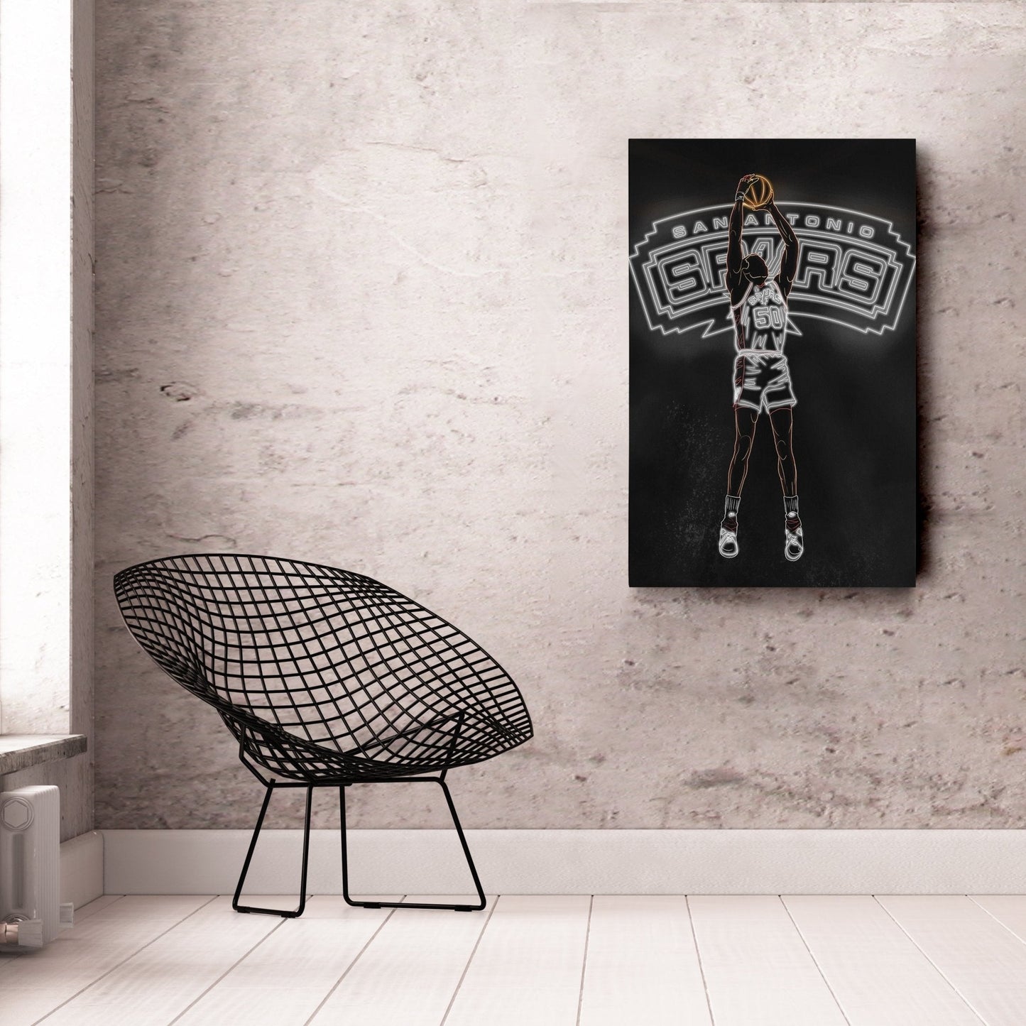 David Robinson Neon Canvas Art | Spurs Wall Decor