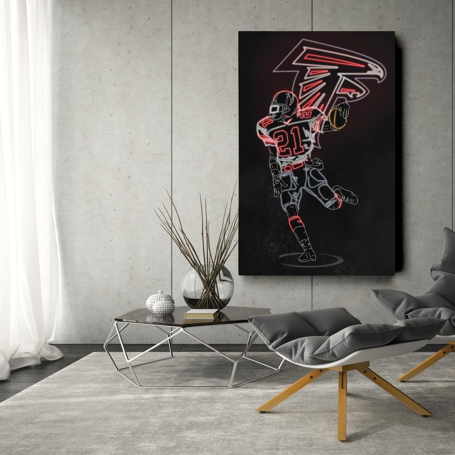 Deion Sanders Neon Canvas Art | Falcons Wall Decor