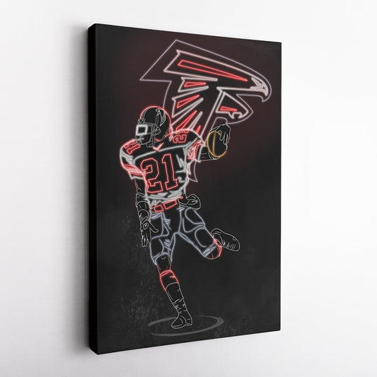 Deion Sanders Neon Canvas Art | Falcons Wall Decor