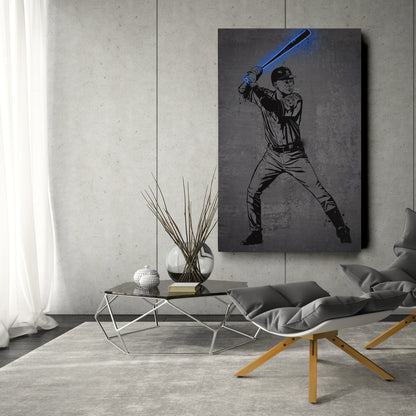 Derek Jeter Neon Canvas Art | Modern Wall Decor for Yankees Fans