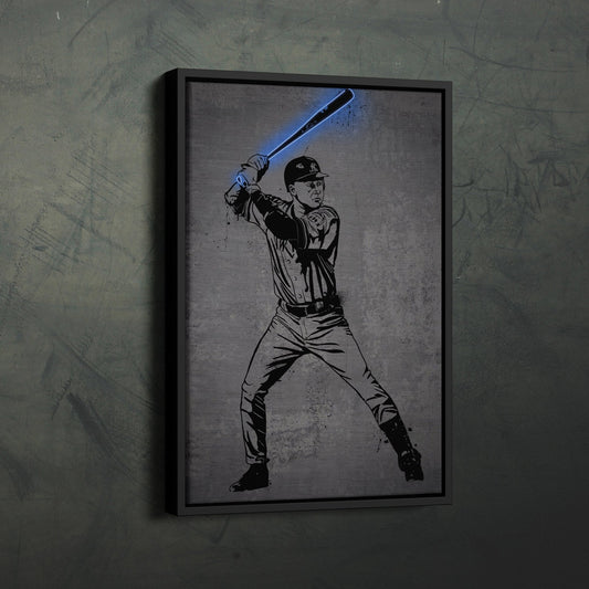 Derek Jeter Neon Canvas Art | Modern Wall Decor for Yankees Fans