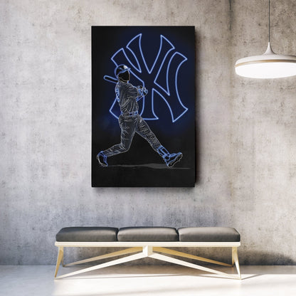 Derek Jeter Neon Canvas Art | Yankees Wall Decor