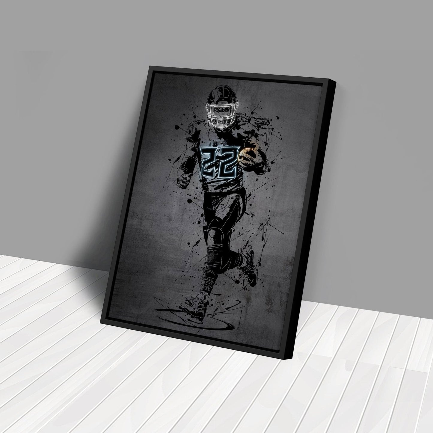 Derrick Henry Neon Canvas Art | Modern Wall Decor for Titans Fans