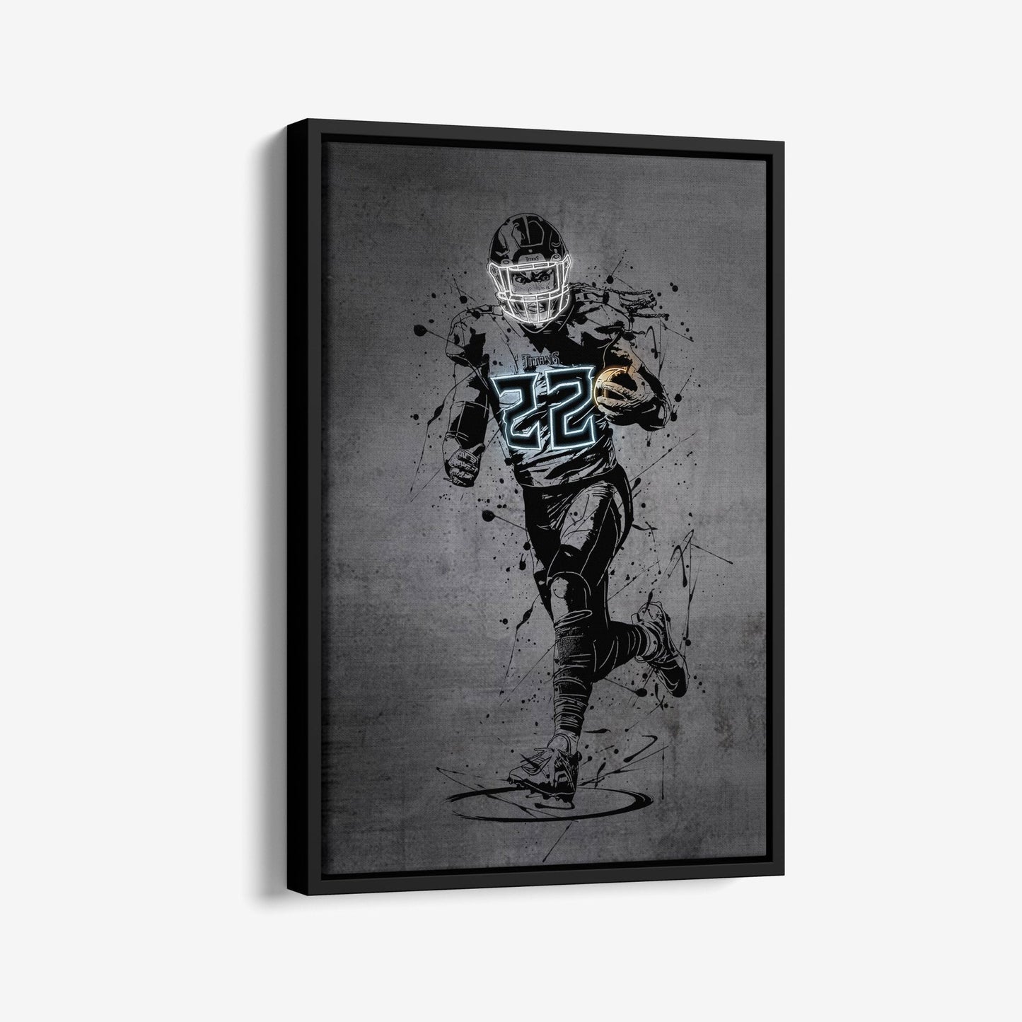 Derrick Henry Neon Canvas Art | Modern Wall Decor for Titans Fans