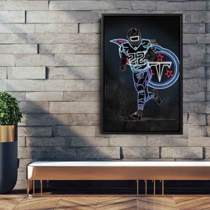 Derrick Henry Neon Canvas Art | Titans Wall Decor