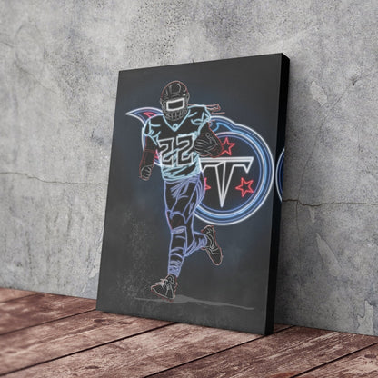 Derrick Henry Neon Canvas Art | Titans Wall Decor