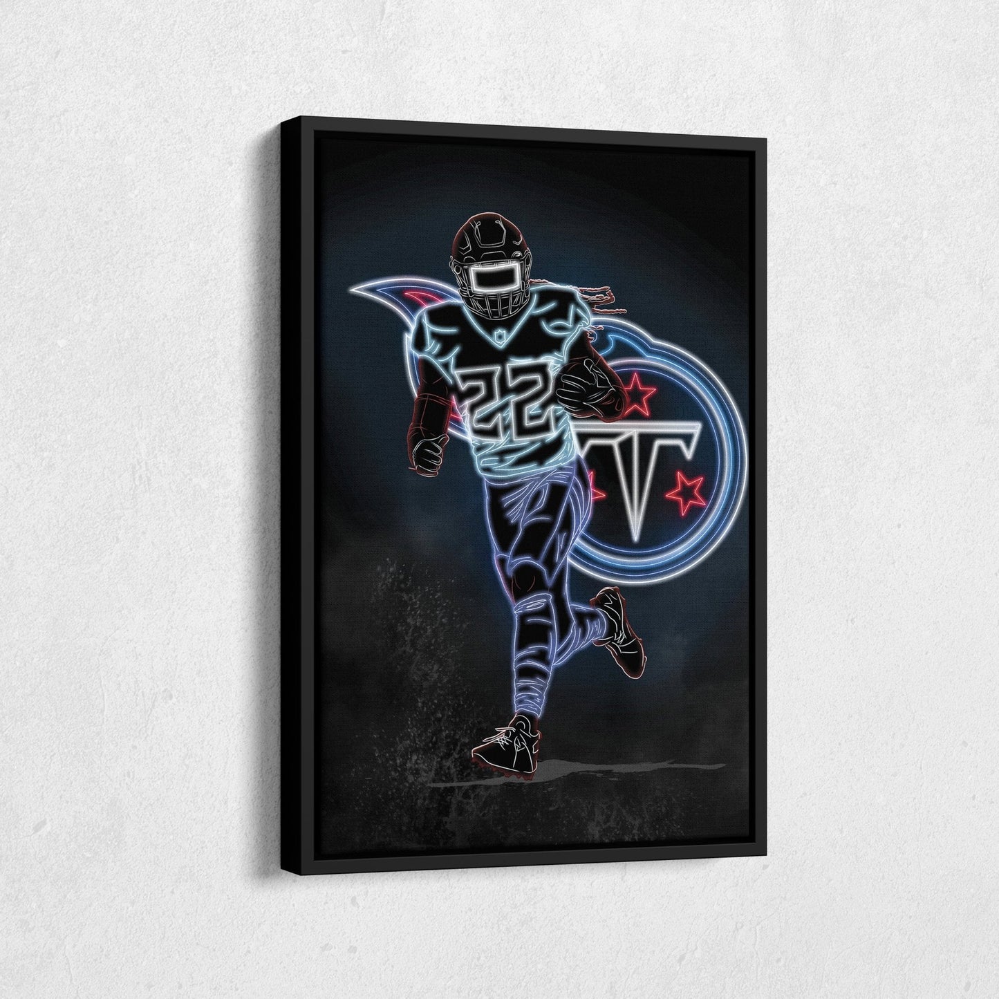 Derrick Henry Neon Canvas Art | Titans Wall Decor
