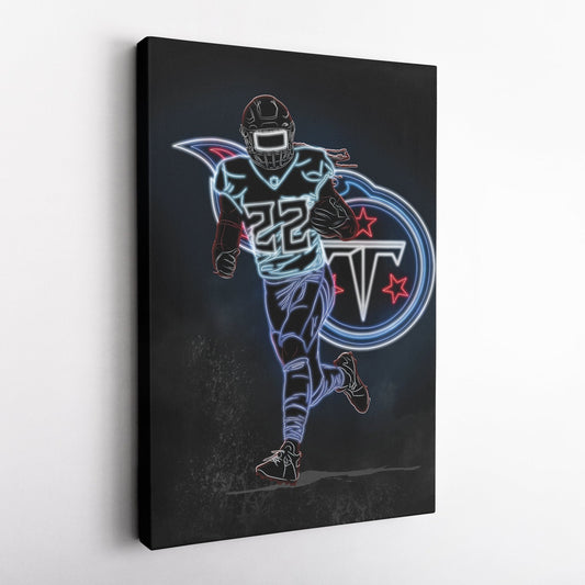 Derrick Henry Neon Canvas Art | Titans Wall Decor