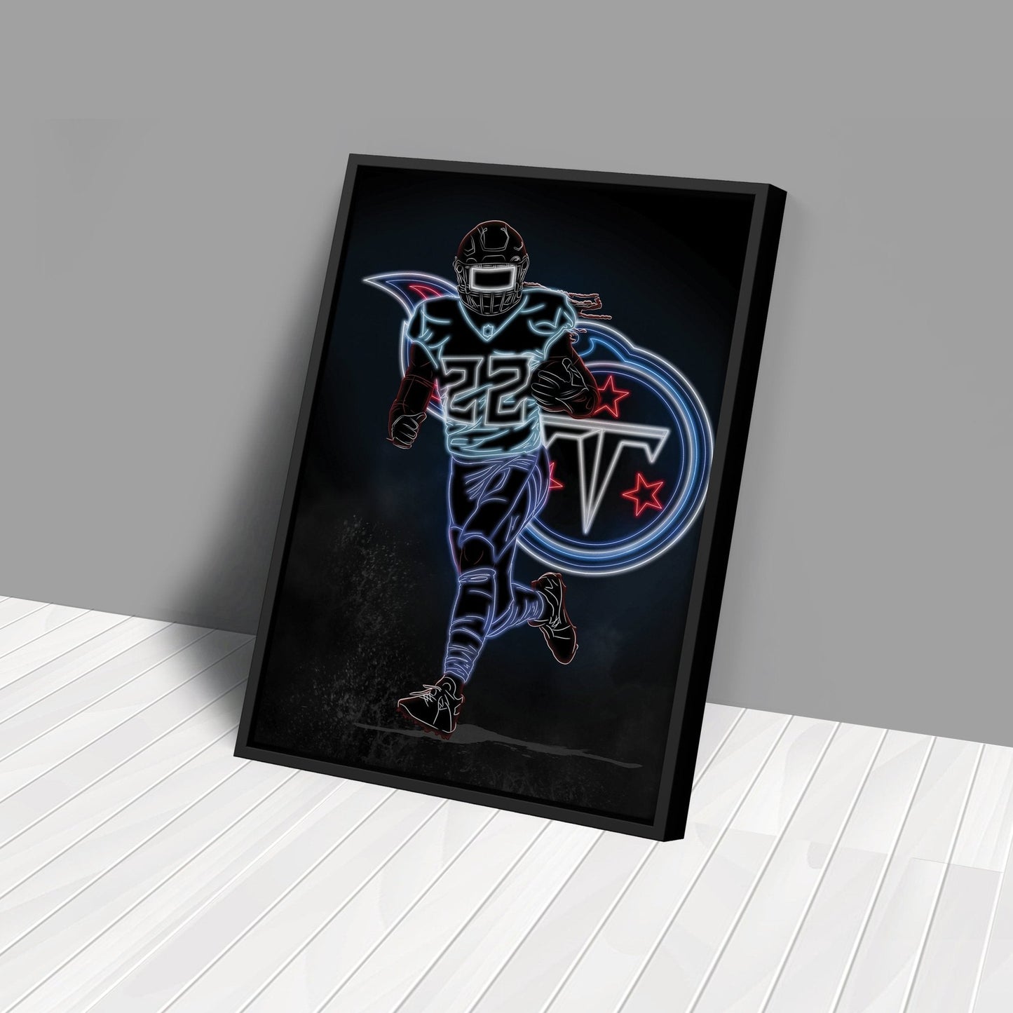 Derrick Henry Neon Canvas Art | Titans Wall Decor