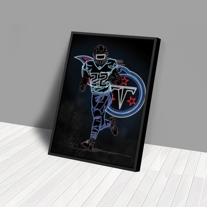 Derrick Henry Neon Canvas Art | Titans Wall Decor
