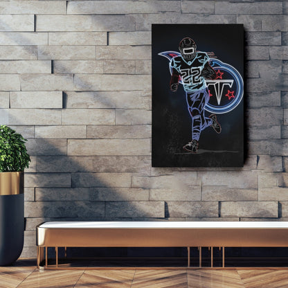 Derrick Henry Neon Canvas Art | Titans Wall Decor