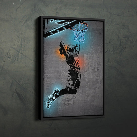 Derrick Rose Neon Canvas Art | Modern Wall Decor for Bulls Fans