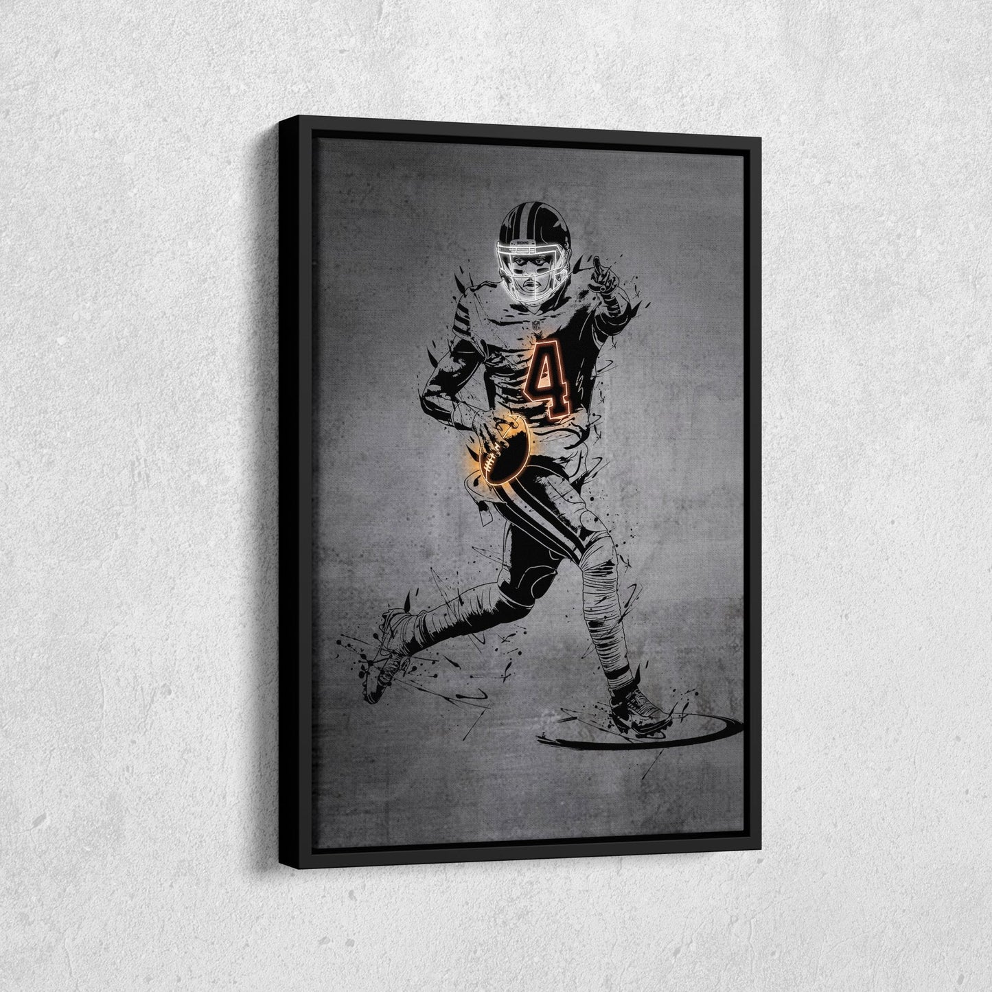 Deshaun Watson Neon Canvas Art | Modern Wall Decor for Browns Fans