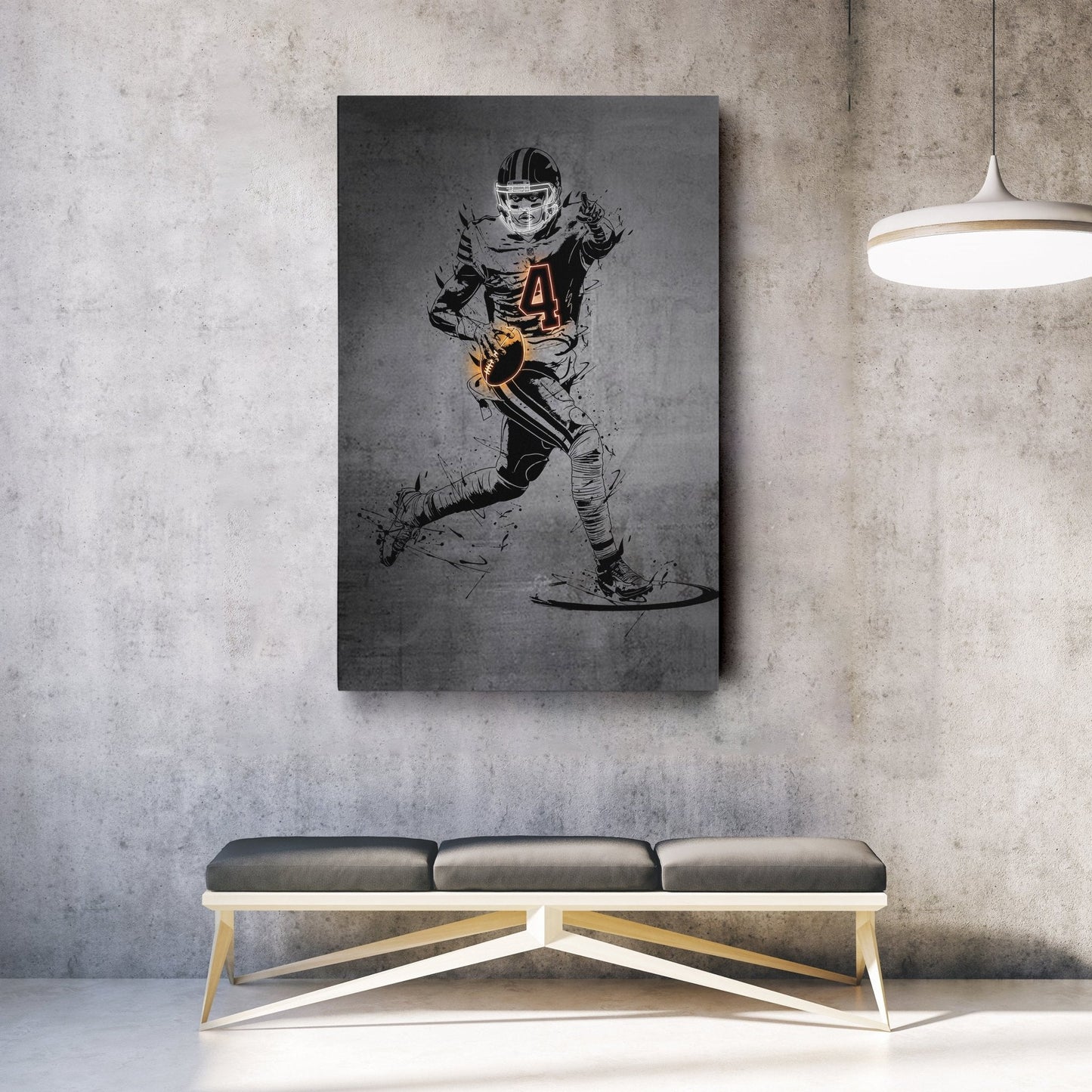 Deshaun Watson Neon Canvas Art | Modern Wall Decor for Browns Fans
