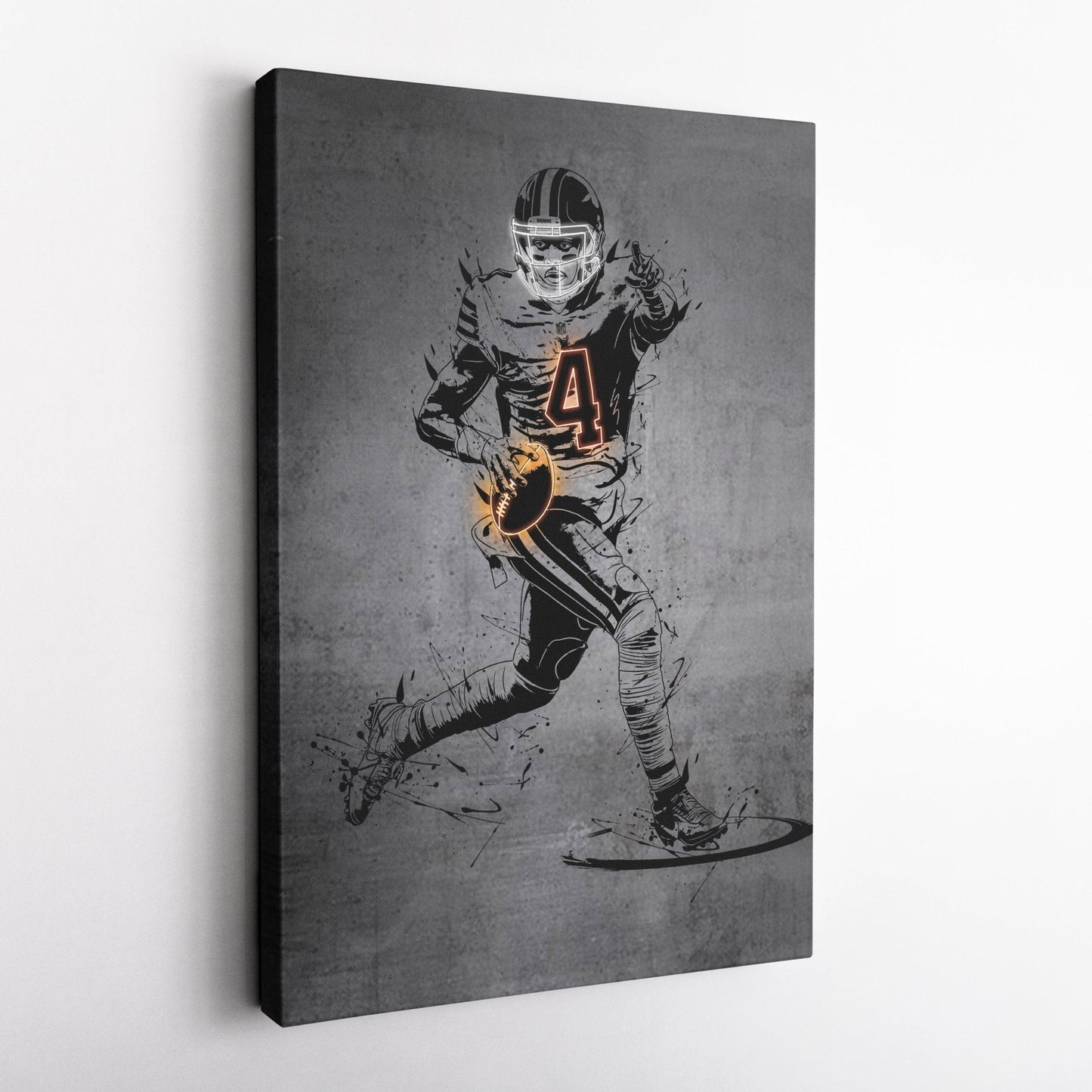 Deshaun Watson Neon Canvas Art | Modern Wall Decor for Browns Fans