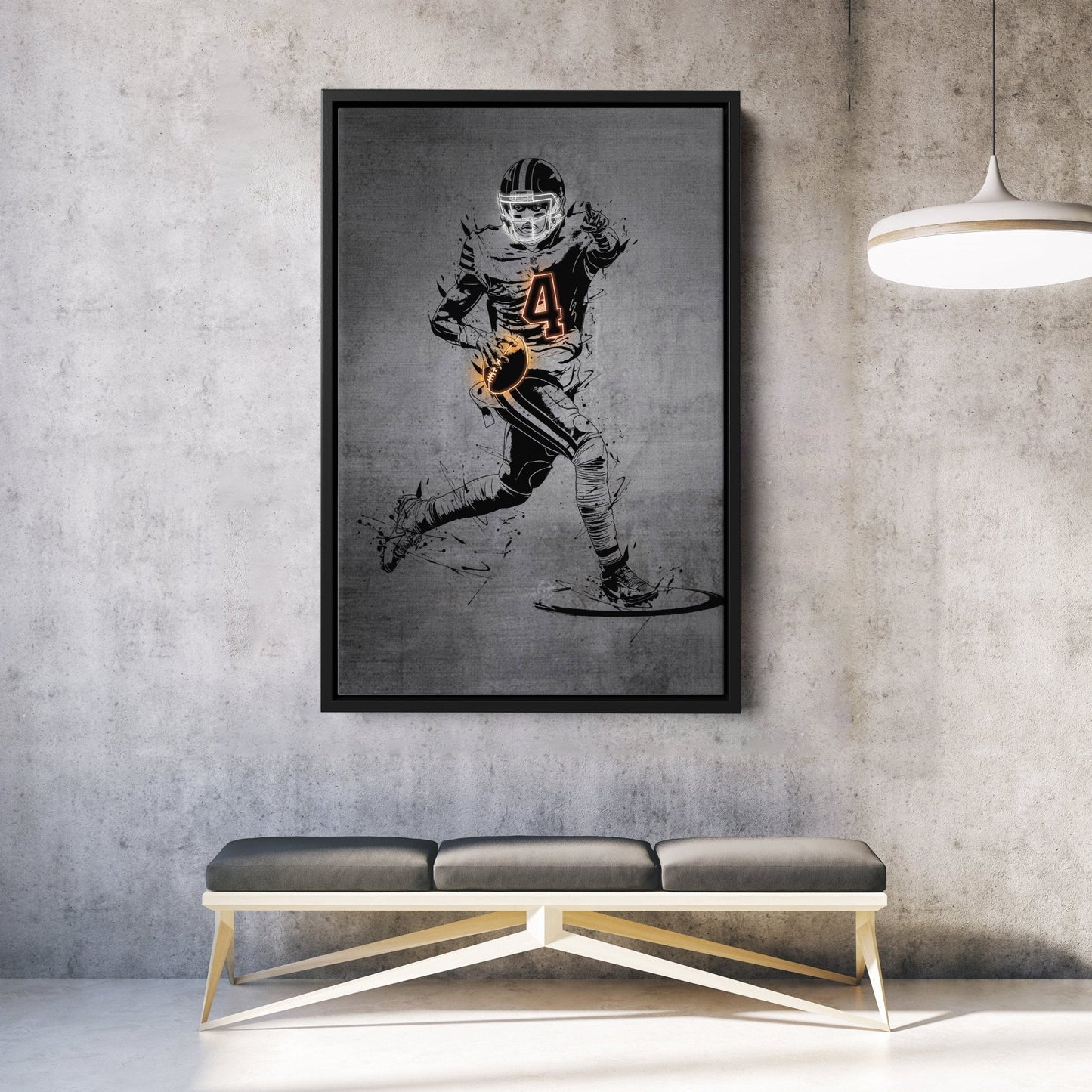 Deshaun Watson Neon Canvas Art | Modern Wall Decor for Browns Fans