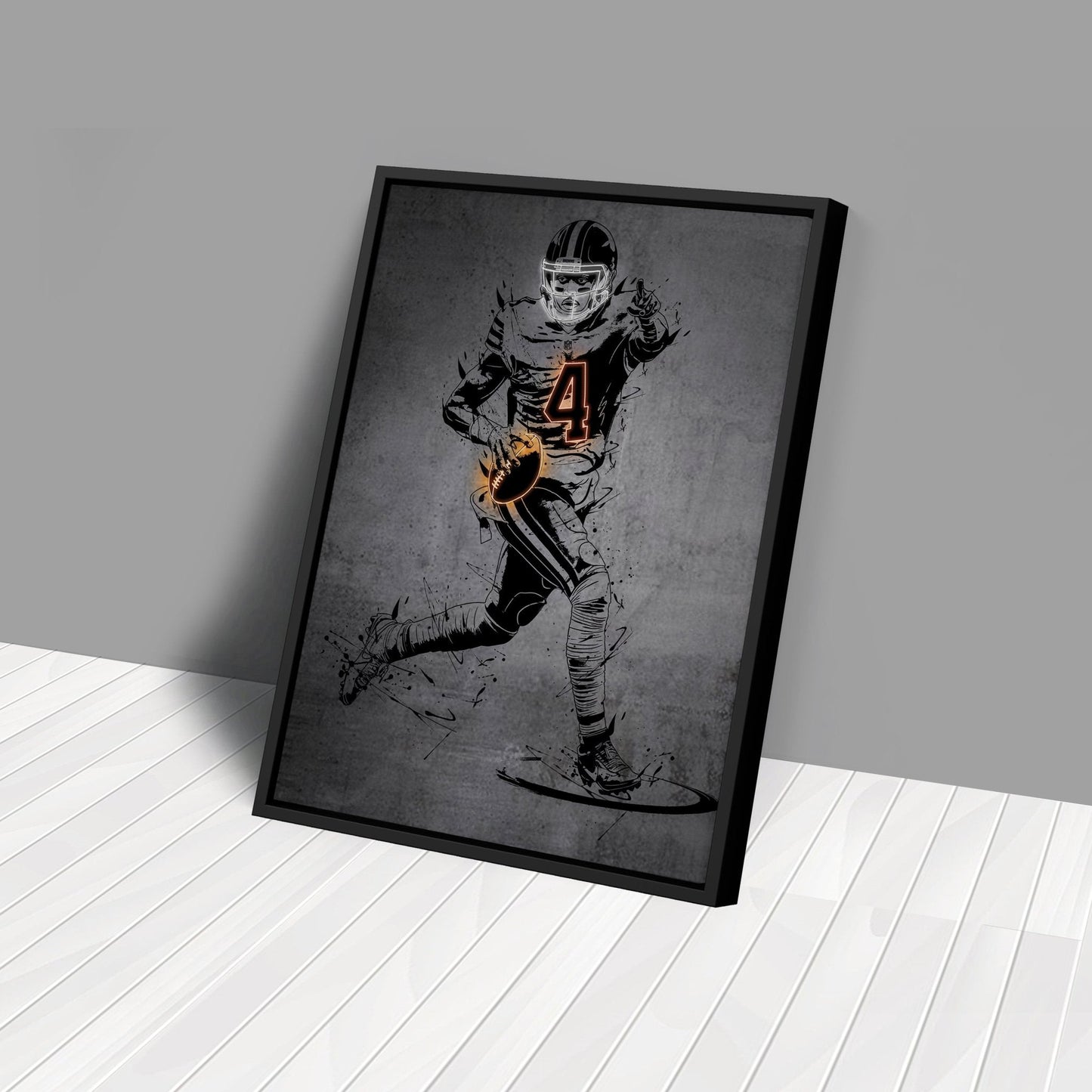 Deshaun Watson Neon Canvas Art | Modern Wall Decor for Browns Fans