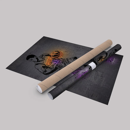 Devin Booker Neon Canvas Art | Modern Wall Decor for Suns Fans