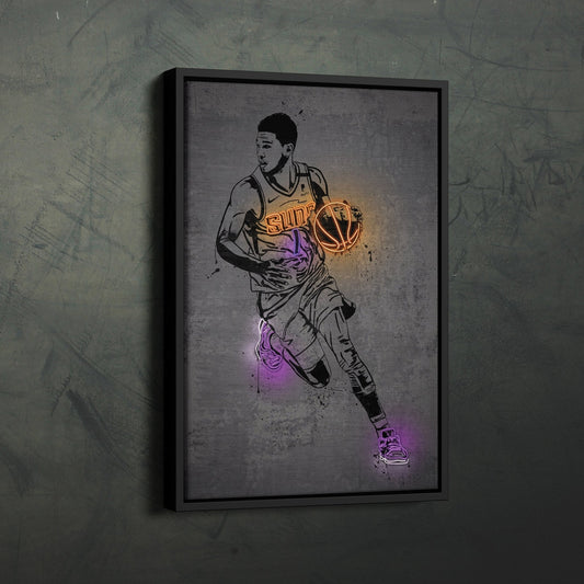 Devin Booker Neon Canvas Art | Modern Wall Decor for Suns Fans