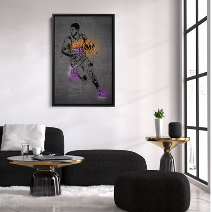Devin Booker Neon Canvas Art | Modern Wall Decor for Suns Fans