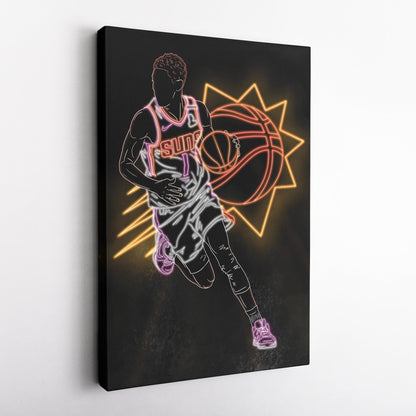 Devin Booker Neon Canvas Art | Suns Wall Decor