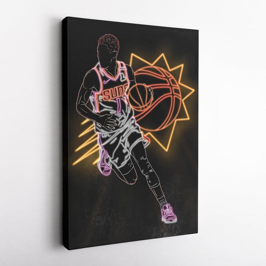 Devin Booker Neon Canvas Art | Suns Wall Decor