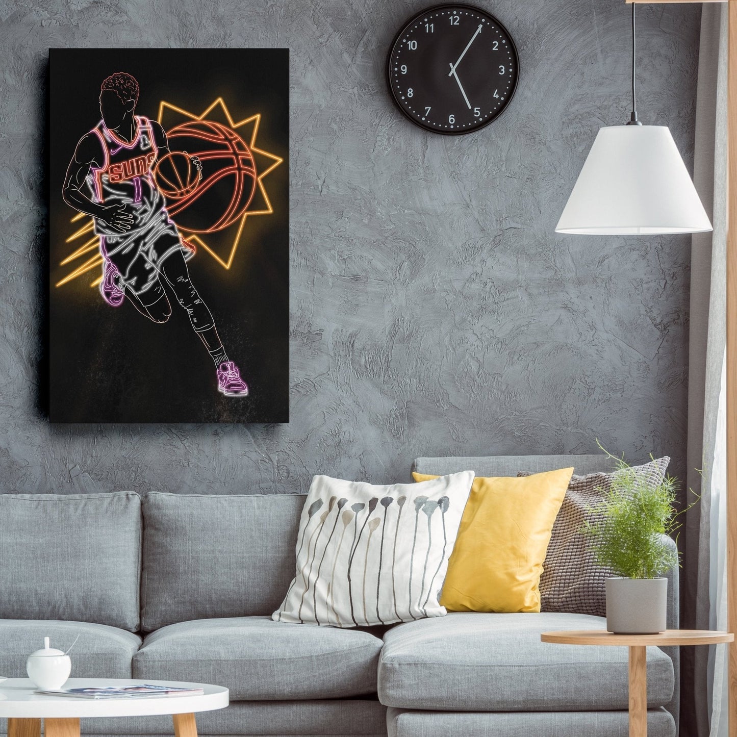 Devin Booker Neon Canvas Art | Suns Wall Decor
