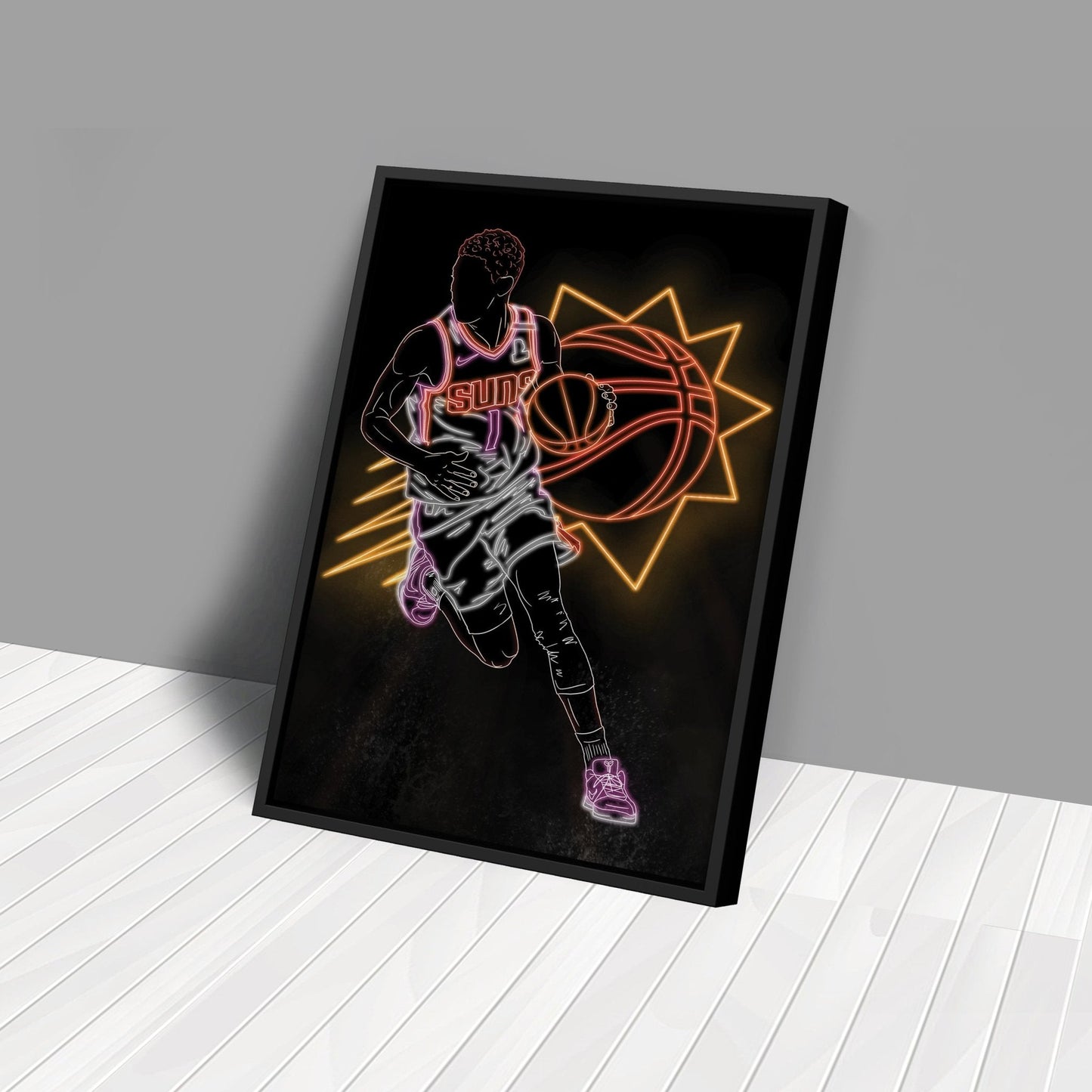 Devin Booker Neon Canvas Art | Suns Wall Decor