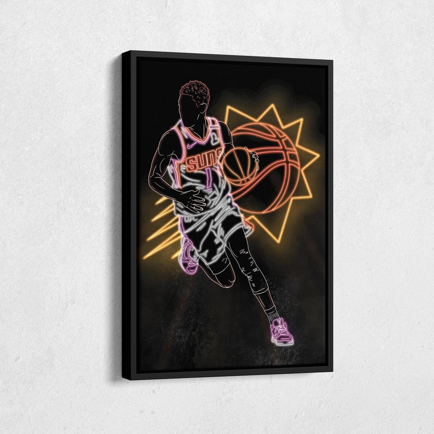 Devin Booker Neon Canvas Art | Suns Wall Decor