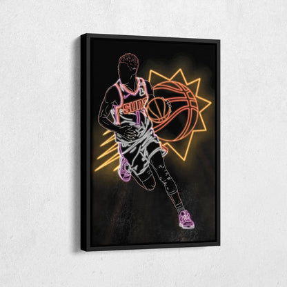 Devin Booker Neon Canvas Art | Suns Wall Decor