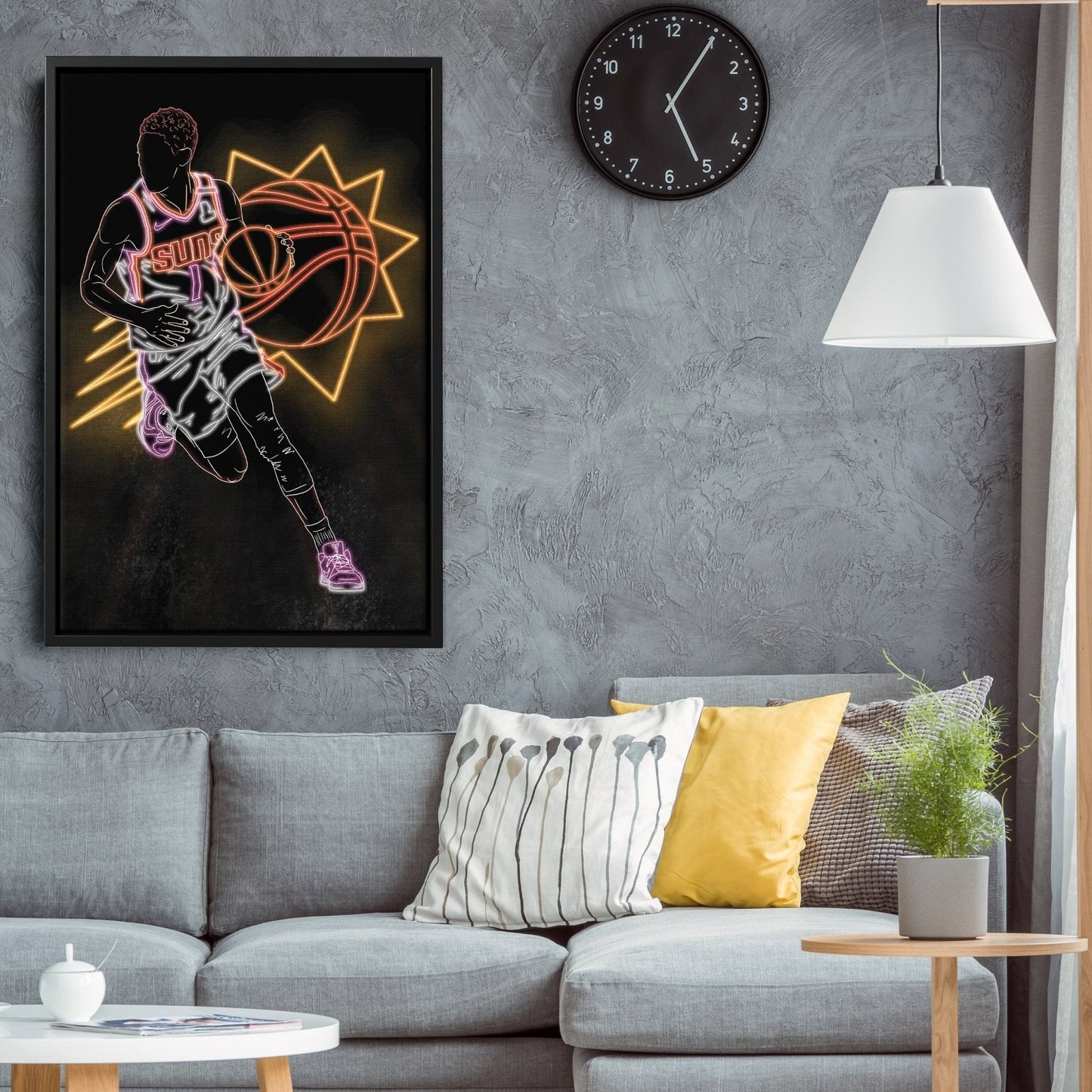 Devin Booker Neon Canvas Art | Suns Wall Decor