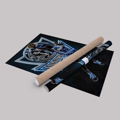 Dirk Nowitzki Neon Canvas Art | Mavericks Wall Decor