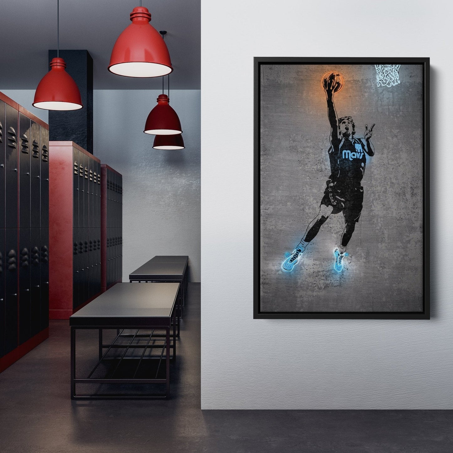 Dirk Nowitzki Neon Canvas Art | Modern Wall Decor for Mavericks Fans