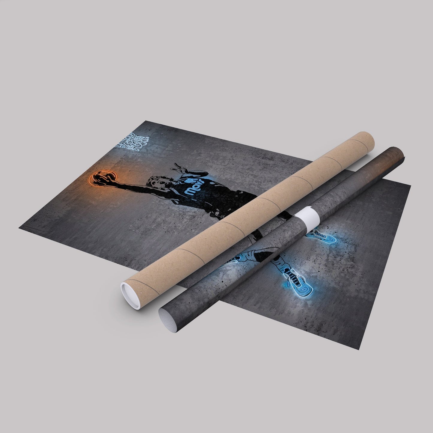 Dirk Nowitzki Neon Canvas Art | Modern Wall Decor for Mavericks Fans
