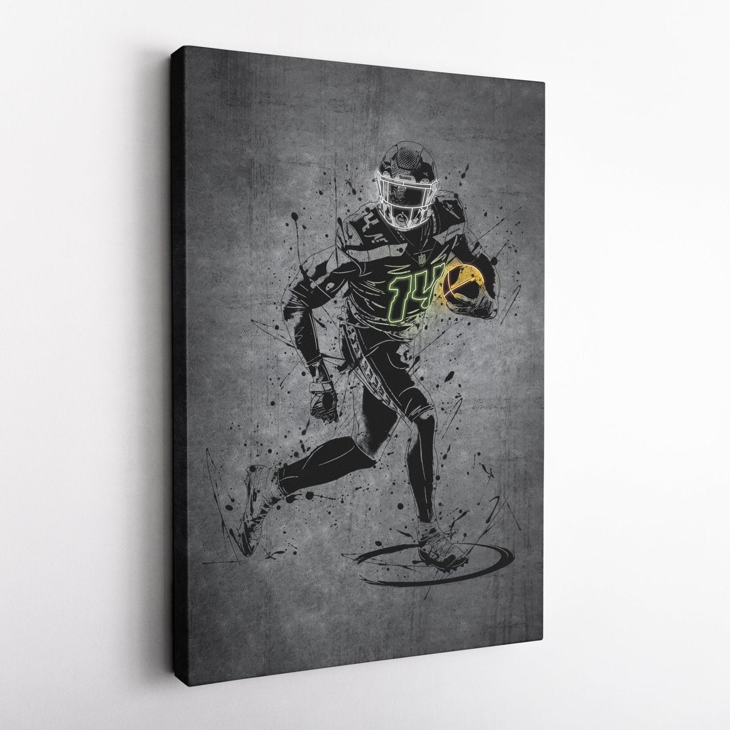 DK Metcalf Neon Canvas Art | Modern Wall Decor for Seahawks Fans