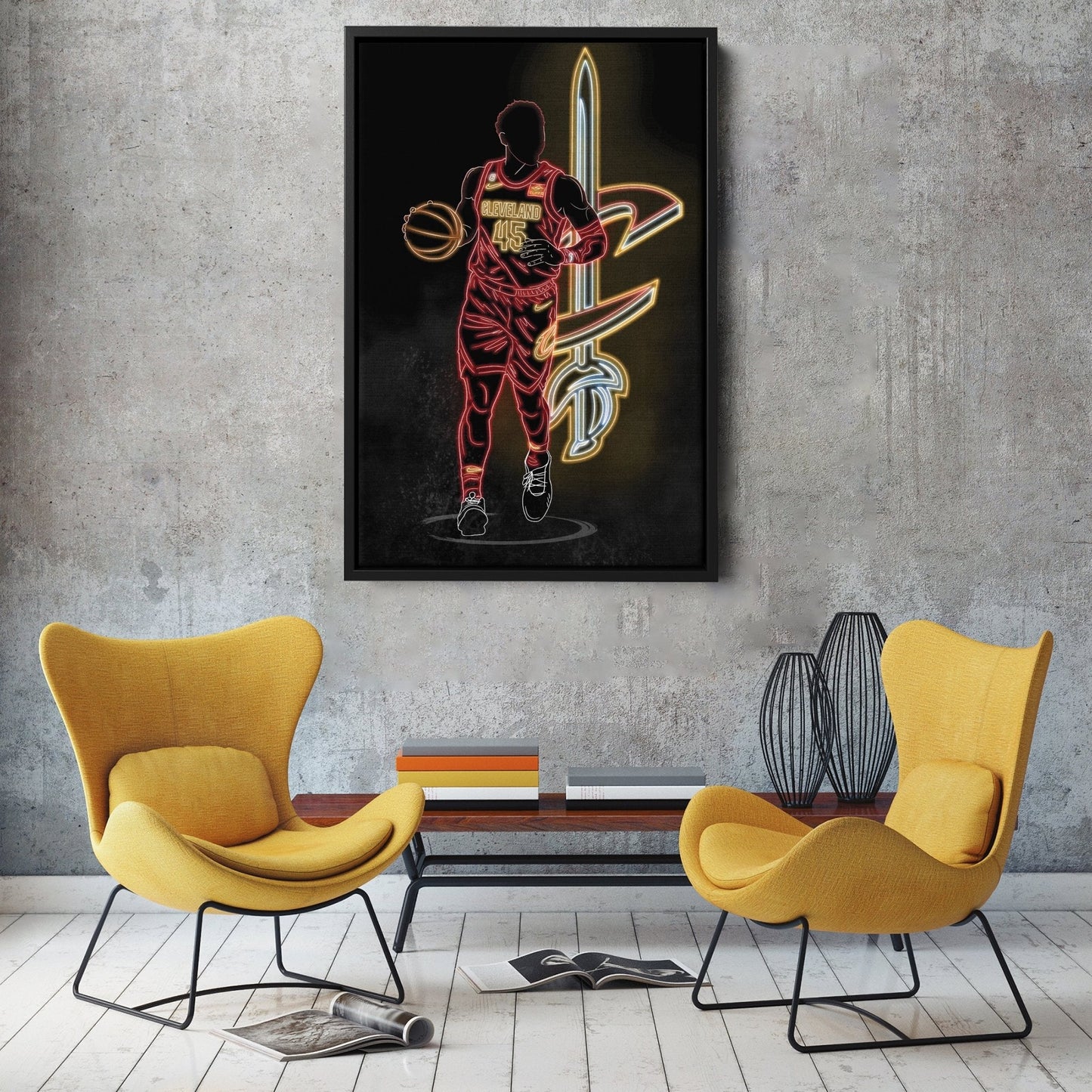 Donovan Mitchell Neon Canvas Art | Cavaliers Wall Decor